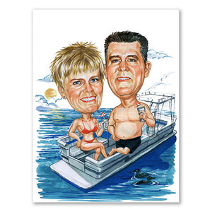 Karikatur vom Foto - Urlaubspaar beim Feiern (cdi312) - Lustige individuelle Karikatur vom eigenen Foto