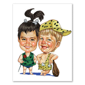 Karikatur vom Foto - Geschwister (cdi321) - Lustige individuelle Karikatur vom eigenen Foto