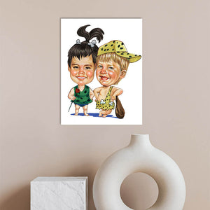 Karikatur vom Foto - Geschwister (cdi321) - Lustige individuelle Karikatur vom eigenen Foto