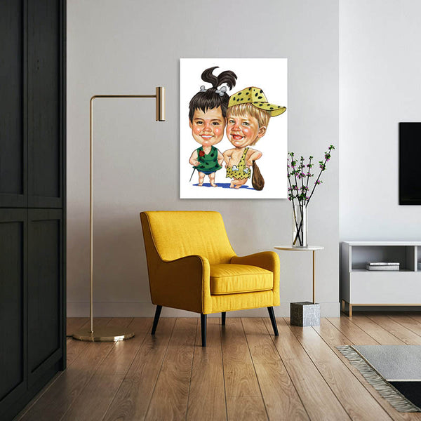 Karikatur vom Foto - Geschwister (cdi321) - Lustige individuelle Karikatur vom eigenen Foto