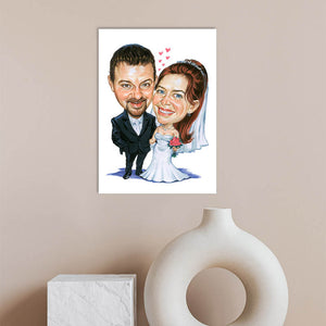 Karikatur vom Foto - Hochzeit in Schwarzweiss (cdi353) - Lustige individuelle Karikatur vom eigenen Foto