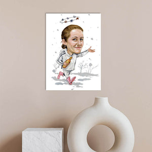 Karikatur vom Foto - Spaziergang im Schnee (cdi425) - Lustige individuelle Karikatur vom eigenen Foto