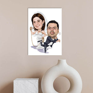 Karikatur vom Foto - Ehemann unter Kontrolle (cdi427) - Lustige individuelle Karikatur vom eigenen Foto