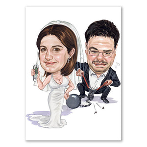 Karikatur vom Foto - Starke Braut (cdi428) - Lustige individuelle Karikatur vom eigenen Foto