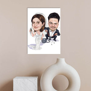 Karikatur vom Foto - Starke Braut (cdi428) - Lustige individuelle Karikatur vom eigenen Foto