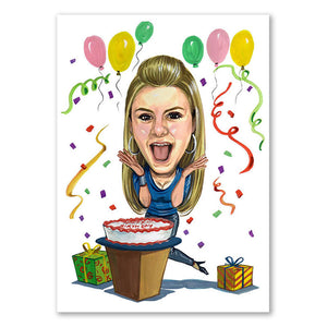 Karikatur vom Foto - Geburtstagsfreude (cdi455) - Lustige individuelle Karikatur vom eigenen Foto