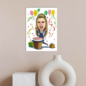 Karikatur vom Foto - Geburtstagsfreude (cdi455) - Lustige individuelle Karikatur vom eigenen Foto