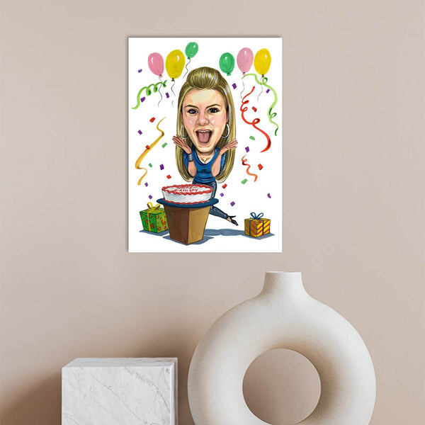 Karikatur vom Foto - Geburtstagsfreude (cdi455) - Lustige individuelle Karikatur vom eigenen Foto