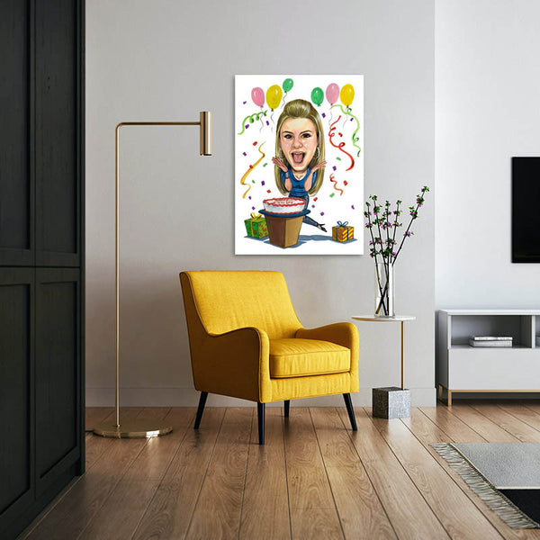 Karikatur vom Foto - Geburtstagsfreude (cdi455) - Lustige individuelle Karikatur vom eigenen Foto
