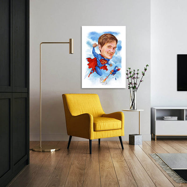 Karikatur vom Foto - Superheld (cdi458) - Lustige individuelle Karikatur vom eigenen Foto