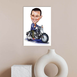 Karikatur vom Foto - Motorradfahrer (cdi473) - Lustige individuelle Karikatur vom eigenen Foto