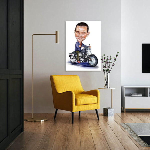 Karikatur vom Foto - Motorradfahrer (cdi473) - Lustige individuelle Karikatur vom eigenen Foto