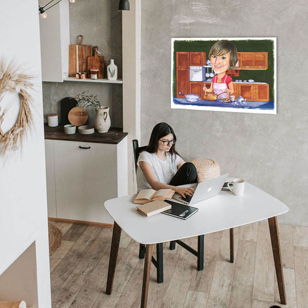 Karikatur vom Foto - Kochen (cdi475) - Lustige individuelle Karikatur vom eigenen Foto