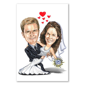 Karikatur vom Foto - Hochzeitspaar glücklich (cdi495) - Lustige individuelle Karikatur vom eigenen Foto