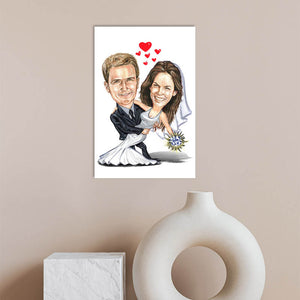 Karikatur vom Foto - Hochzeitspaar glücklich (cdi495) - Lustige individuelle Karikatur vom eigenen Foto