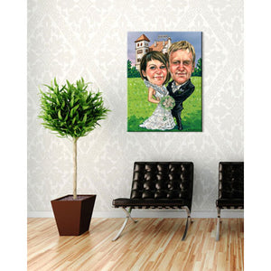 Karikatur vom Foto - Hochzeit am Schloss (cdi555) - Lustige individuelle Karikatur vom eigenen Foto