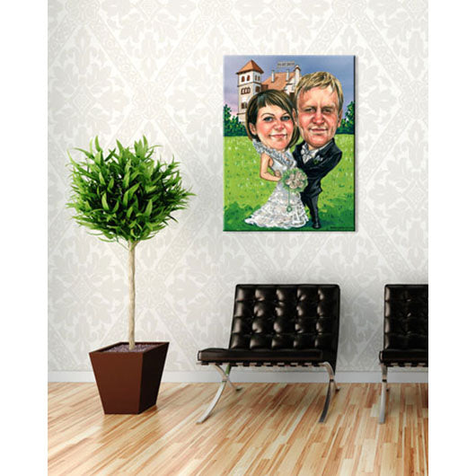 Karikatur vom Foto - Hochzeit am Schloss (cdi555) - Lustige individuelle Karikatur vom eigenen Foto
