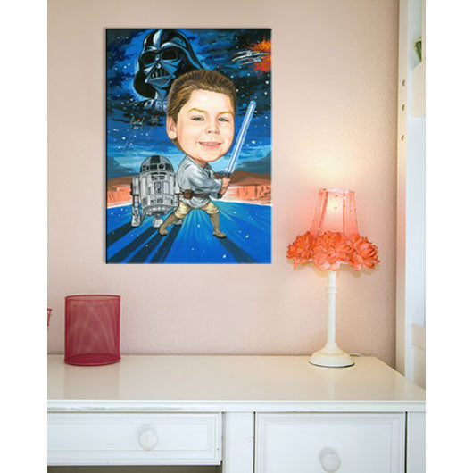 Karikatur vom Foto - Laser Schwert (cju332) - Lustige individuelle Karikatur vom eigenen Foto