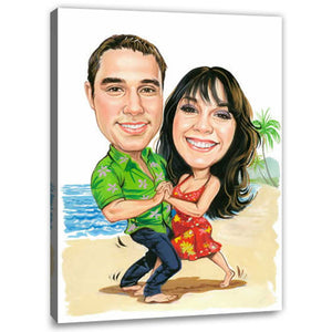 Karikatur vom Foto - Am Strand (cju359) - Lustige individuelle Karikatur vom eigenen Foto