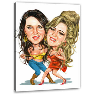 Karikatur vom Foto - Party Girls (cju368) - Lustige individuelle Karikatur vom eigenen Foto