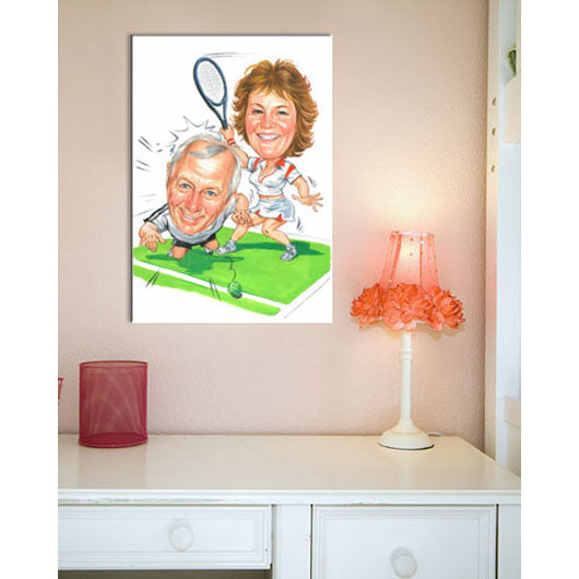 Karikatur vom Foto - We love tennis (cju375) - Lustige individuelle Karikatur vom eigenen Foto