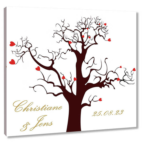 Fingerabdruck-Leinwand - Herzchen Braun - Fingerabdruck Leinwand