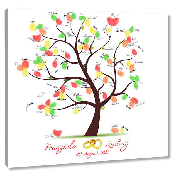 Fingerabdruck-Leinwand - Ehebaum Untertitel Ring - Fingerabdruck Leinwand