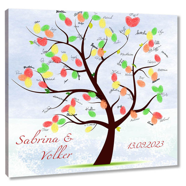 Fingerabdruck-Leinwand - Ehebaum Hintergrund - Fingerabdruck Leinwand