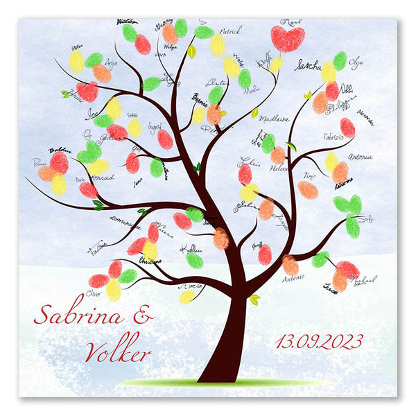 Fingerabdruck-Leinwand - Ehebaum Hintergrund - Fingerabdruck Leinwand