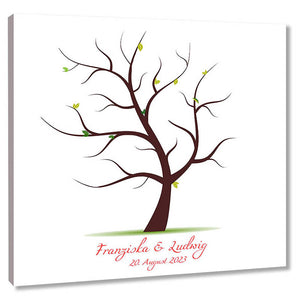 Fingerabdruck-Leinwand - Ehebaum Untertitel Rot - Fingerabdruck Leinwand