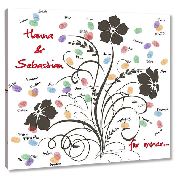 Fingerabdruck-Leinwand - Blume grau - Fingerabdruck Leinwand