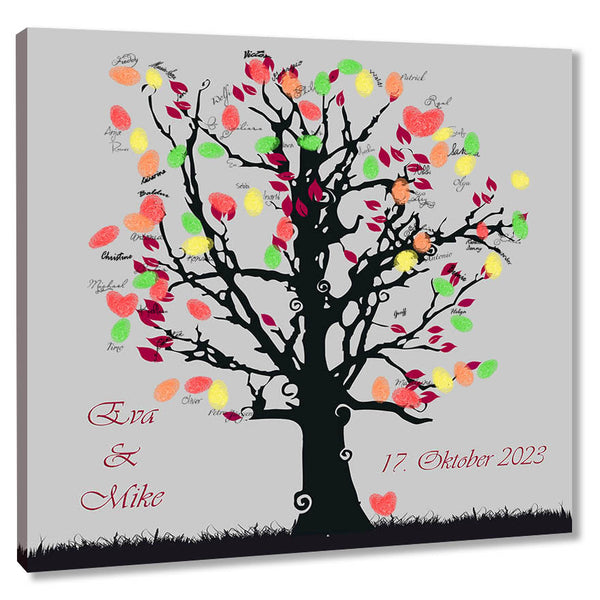 Fingerabdruck-Leinwand - Hochzeitsbaum Pink - Fingerabdruck Leinwand