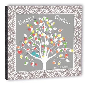 Fingerabdruck-Leinwand - Weisser Baum Zierde - Fingerabdruck Leinwand