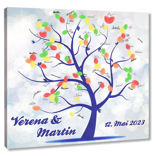 Fingerabdruck-Leinwand - Geburtstagsbaum Glitzer - Fingerabdruck Leinwand