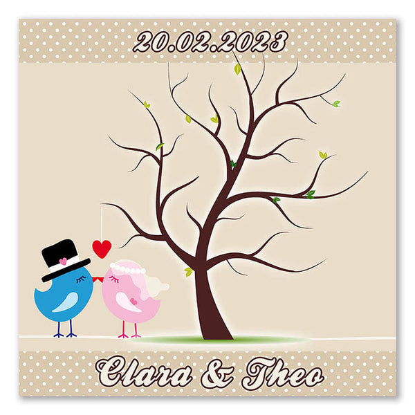 Fingerabdruck-Leinwand - Vogelhochzeit - Fingerabdruck Leinwand