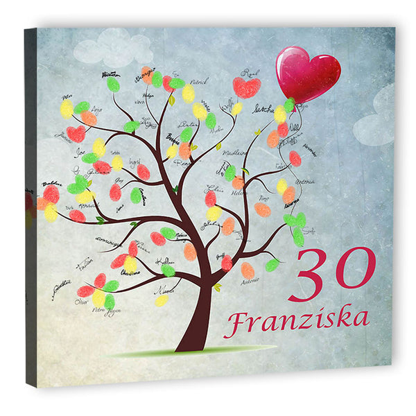 Fingerabdruck-Leinwand - Herzballon - Fingerabdruck Leinwand