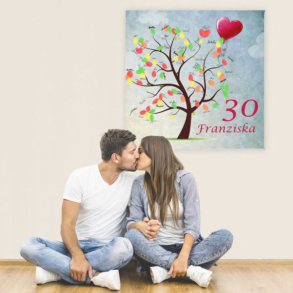 Fingerabdruck-Leinwand - Herzballon - Fingerabdruck Leinwand