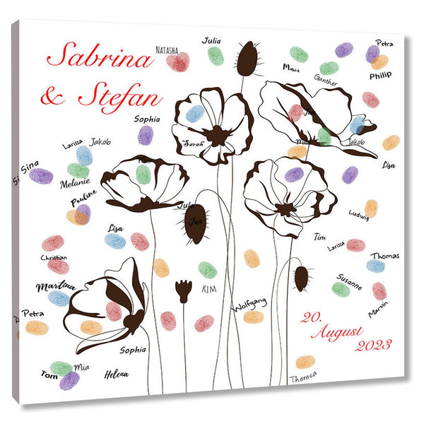 Fingerabdruck-Leinwand - Hochzeitsblumen - Fingerabdruck Leinwand