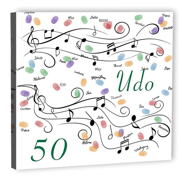 Fingerabdruck-Leinwand - Lied mit Noten - Fingerabdruck Leinwand