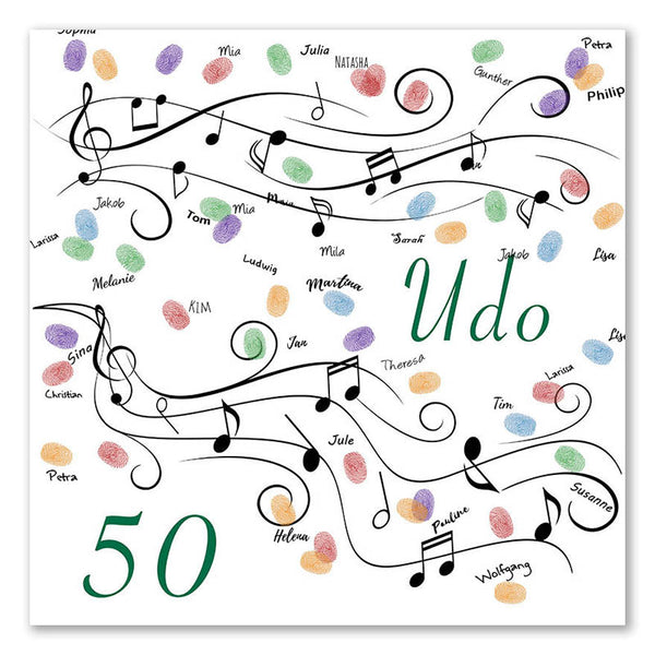 Fingerabdruck-Leinwand - Lied mit Noten - Fingerabdruck Leinwand