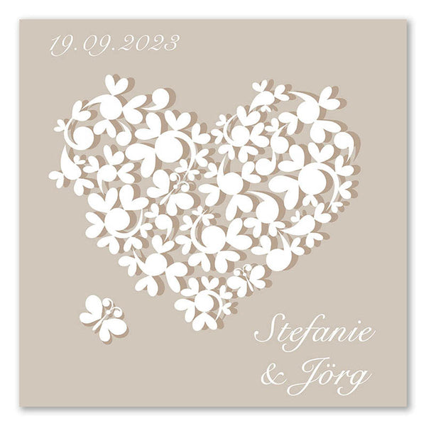 Fingerabdruck-Leinwand - Herz aus Blumen - Fingerabdruck Leinwand