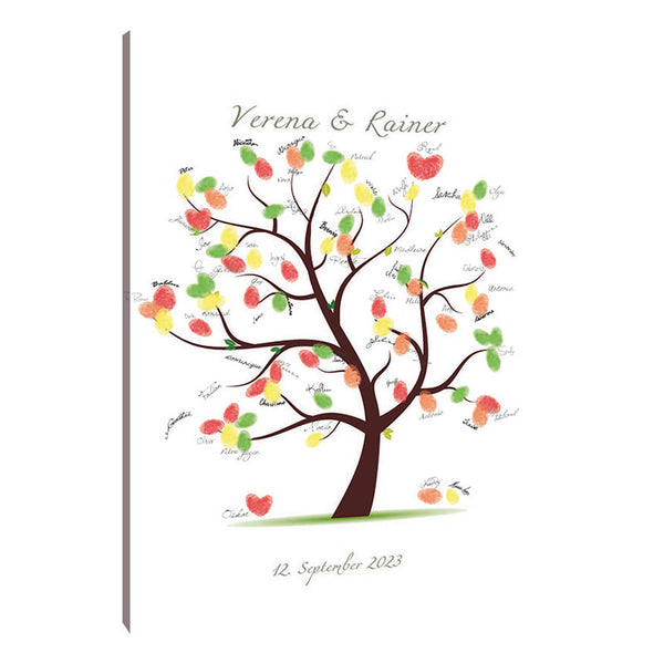 Fingerabdruck-Leinwand - Hochzeitsbaum 2zu3 - Fingerabdruck Leinwand