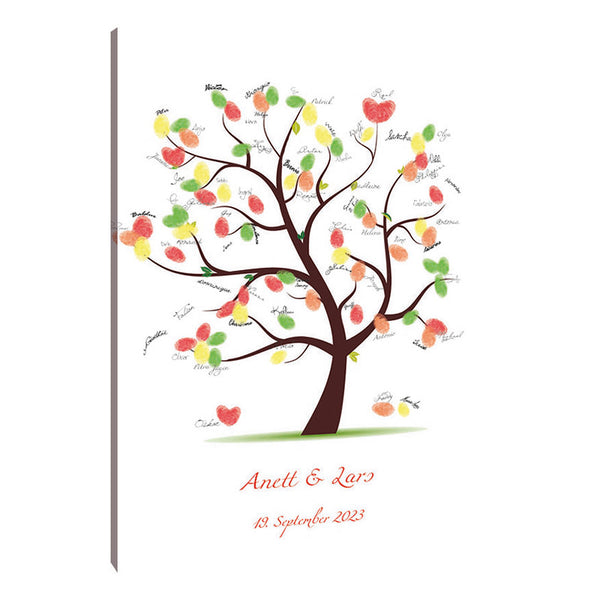Fingerabdruck-Leinwand - Hochzeitsbaum Gaeste 2zu3 - Fingerabdruck Leinwand