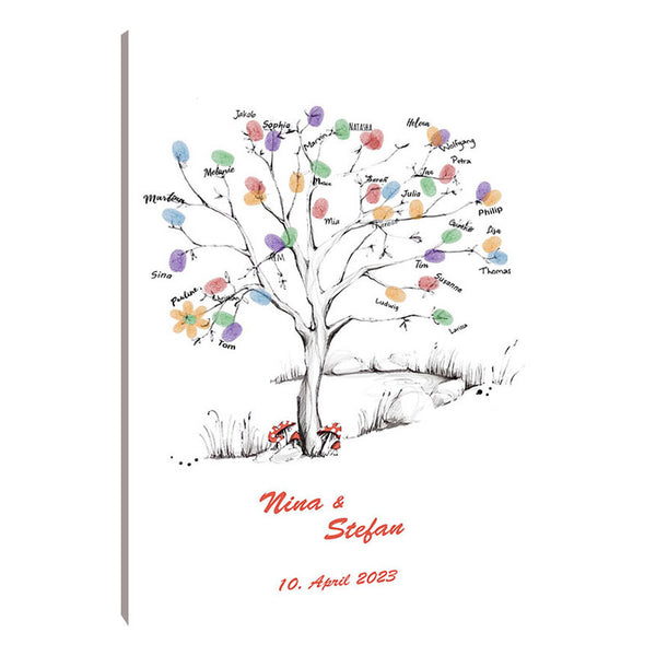 Fingerabdruck-Leinwand - Wedding-Tree-Vorlage Schlicht 2zu3 - Fingerabdruck Leinwand
