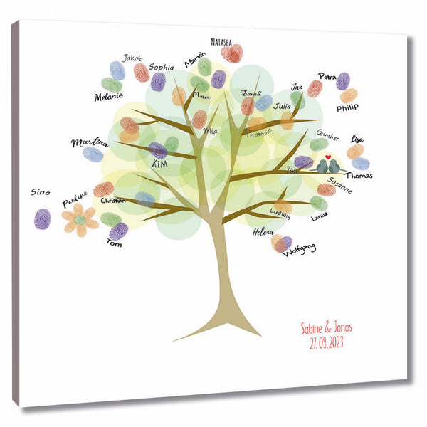 Fingerabdruck-Leinwand - Hochzeit-Baum Braun - Fingerabdruck Leinwand