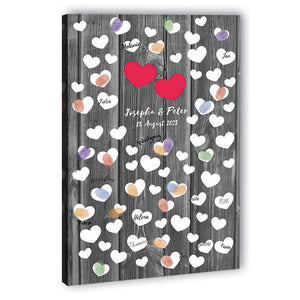 Fingerabdruck-Leinwand - Fingerherzen Namen Holz - Fingerabdruck Leinwand