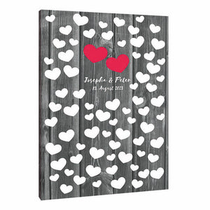 Fingerabdruck-Leinwand - Fingerherzen Namen Holz - Fingerabdruck Leinwand