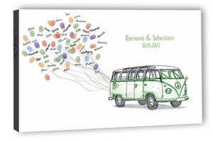 Fingerabdruck-Leinwand - Bus Grün - Fingerabdruck Leinwand