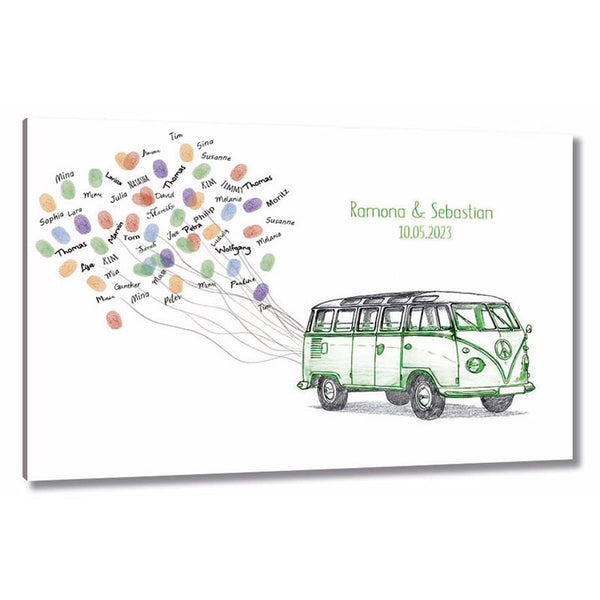 Fingerabdruck-Leinwand - Bus Grün - Fingerabdruck Leinwand
