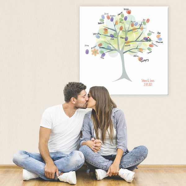 Fingerabdruck-Leinwand - Hochzeit Grau - Fingerabdruck Leinwand